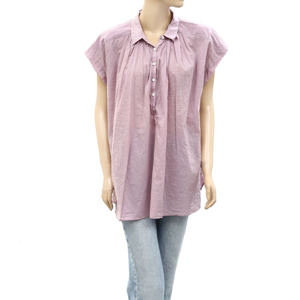 Nili Lotan Normandy Shirt Tunic Top Kimono Sleeves Oversized Cotton S 286814